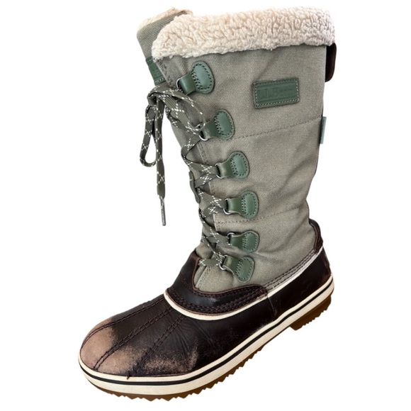 L.L. Bean Rangeley Insulated Pac Ankle Boots in Grayish Green & Brown